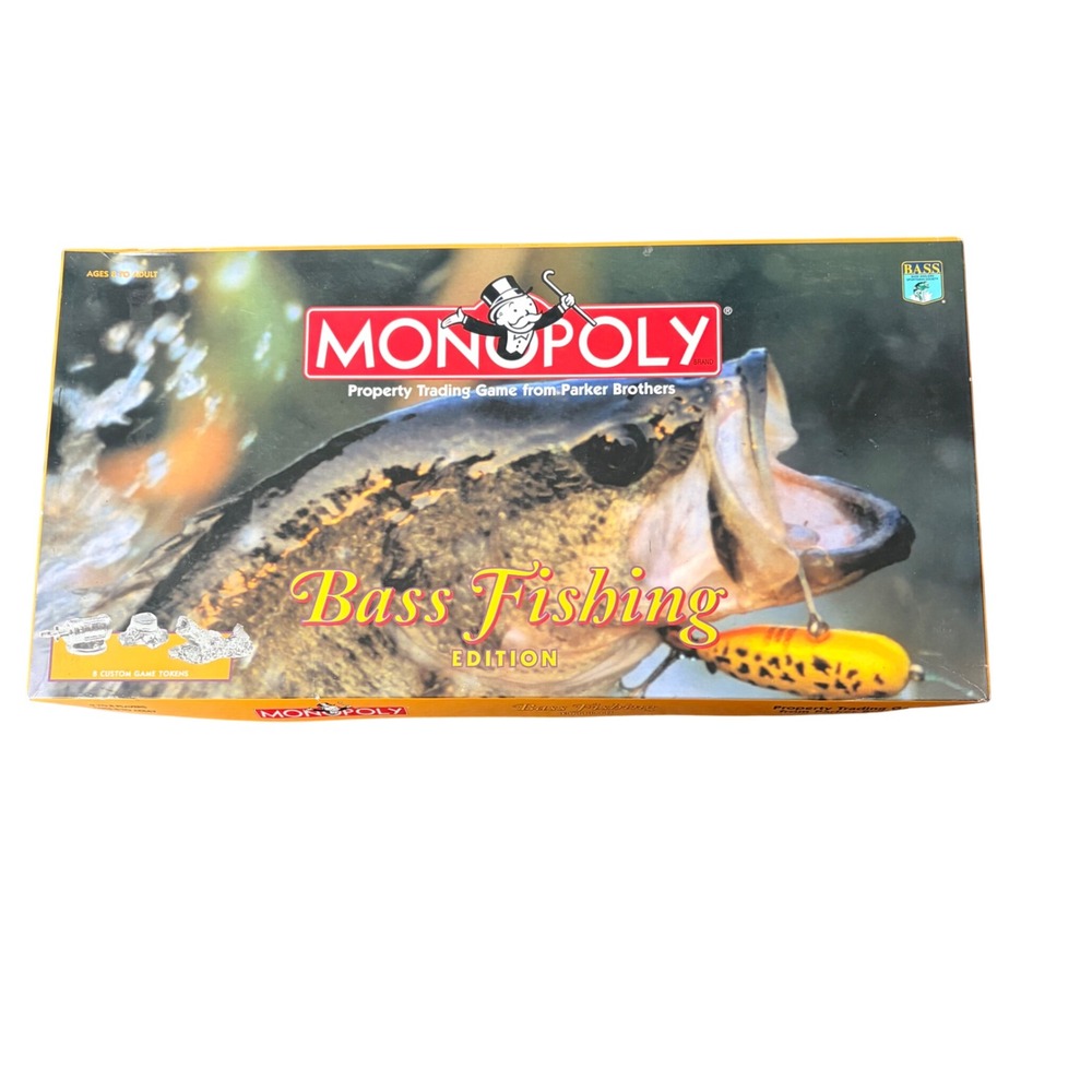 Monopoly Bass Fishing Edition Board Game Parker Brothers Complete Collector Set